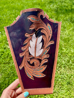 Tooled Leather Hide Necklace Display