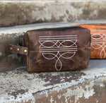 Brown Bootstitch Tooled & Leather Toiletry Bag