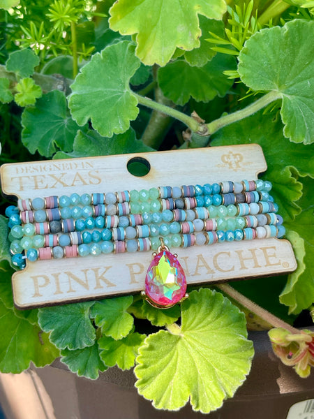 Mint and multi-color bracelet set