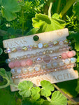 Five strand stone and metallic bead bracelet set