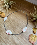 Sterling Silver Choker – 3 Flat Pink Conch Teardrops – 14.5" Approx.