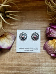 Concho Stud Earrings with Pink Conch – Sterling Silver