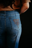 Boot Stitch Pocket Raw Hem Straight Leg Jeans