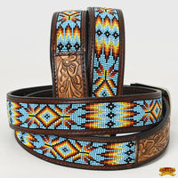 HILASON Western Genuine Leather Belt for Men Women Cowboy Cowgirl Handmade Unisex Full Grain Heavy Duty Tooled Beaded Belt