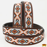 HILASON Western Genuine Leather Belt for Men Women Cowboy Cowgirl Handmade Unisex Full Grain Heavy Duty Tooled Beaded Belt
