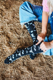 Get Western Black and White Performance Socks