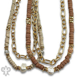 Disc bead and gold chain two strand necklace