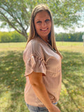 DOWNTOWN DARLING TOP TAUPE