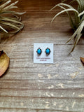 Zuni Mini Stud Earrings – Kingman Turquoise & Sterling Silver