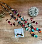 Multi Stone Squash blossom with matching earrings