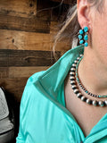 Big Cluster stud earrings - sterling silver and turquoise