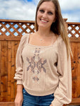 Women’s Wrangler Embroidered Square Neck Blouse