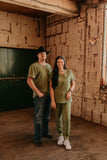 Men's Simple Olive Green Aztec Top