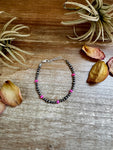 Pink Opal & Sterling Silver Pearl Bracelet