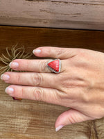 Ring - Size 8  -Red Spiny & Sterling Silver