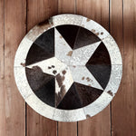 Star cowhide patchwork rug 3x3’