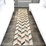 Tan cowhide patchwork runner rug 8x2’