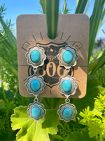 Triple stone scalloped concho earrings