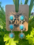 Triple stone scalloped concho earrings