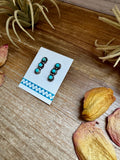 Triple Kingman Turquoise Stud Earrings – Sterling Silver, USA Made