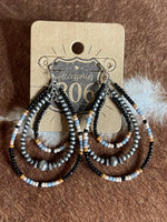 Black Seed Bead Layered Earrings