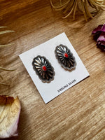 Red Stud Earrings Concho earrings – Sterling Silver