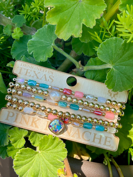 Faceted rectangle crystal beaded bracelet with Austrian crystal