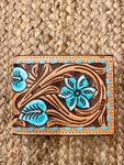 Turquoise Flower Bi-Fold Wallet