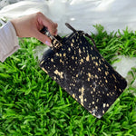 Gold cowhide acid wash toiletry bag