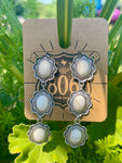 Triple stone scalloped concho earrings