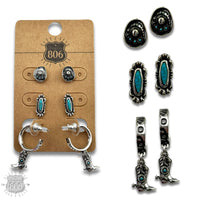 Western boot theme hoop and post earring set