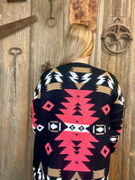 Ellis Marie Black Aztec Cardigan