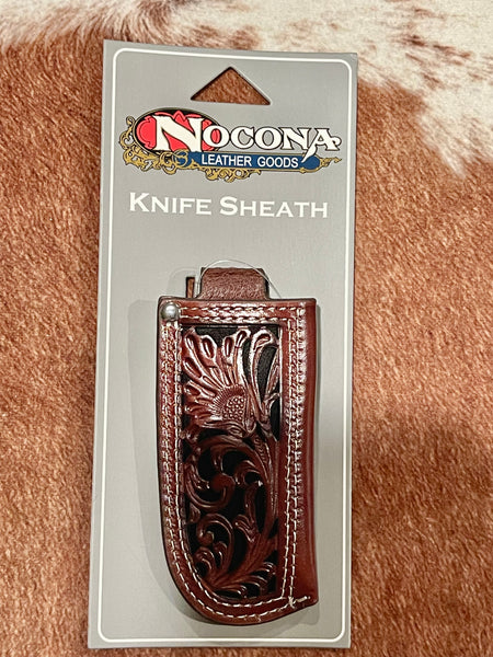 NOCONA FLORAL PIERCED LEATHER BLACK SHEATH