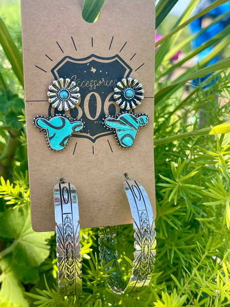 Western hoop earring set