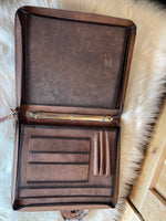 COWHIDE LEATHER TRAVEL PORTFOLIO WITH ZIPPER