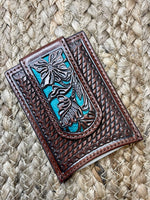 Floral Turquoise Money Clip Wallet