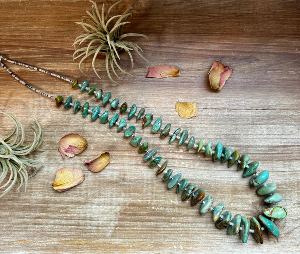 34-Inch Natural Shell & Turquoise Nugget Necklace