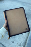 LEATHER TRAVEL PORTFOLIO WITH ZIPPER