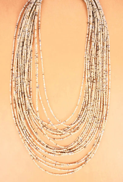 Layered Ivory Seed Bead Necklace