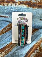 Beaded Turquoise Tooled Cuff