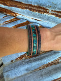 Beaded Turquoise Tooled Cuff