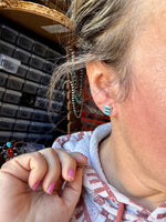 Zuni-Made Kingman Turquoise Square Stud Earrings by Davis Kaamasee – Sterling Silver