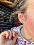 Zuni-Made Kingman Turquoise Square Stud Earrings by Davis Kaamasee – Sterling Silver
