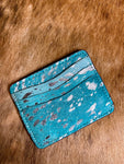 Blue Acid Cowhide Card Wallet
