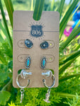 Western boot theme hoop and post earring set
