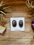Red Stud Earrings Concho earrings – Sterling Silver