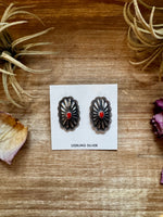 Red Stud Earrings Concho earrings – Sterling Silver
