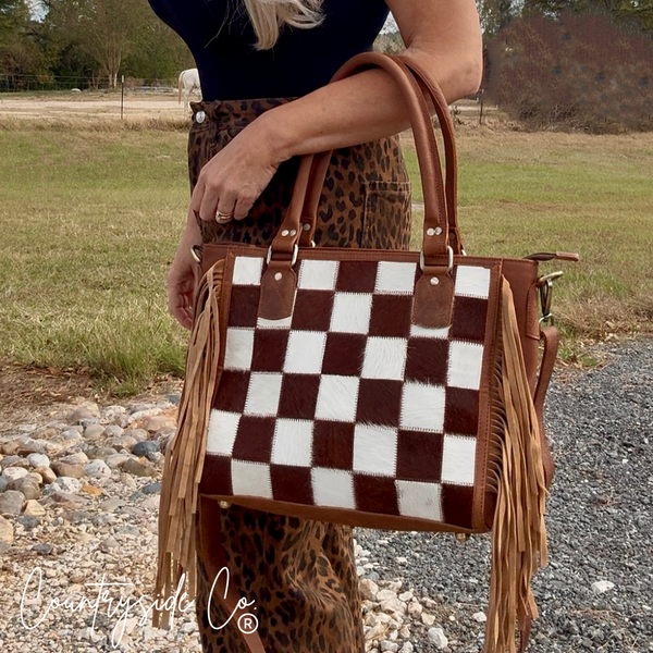 Canyon Check Cowhide Concealed Carry Purse