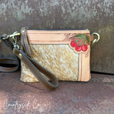Cherry Bomb Cowhide Purse Crossbody with Wristlet - Dixies Western Wear 