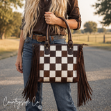 Canyon Check Cowhide Concealed Carry Purse - Dixies Western Wear 